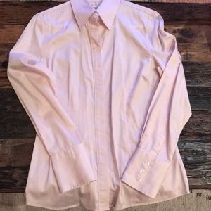 Pale pink button down long sleeve blouse